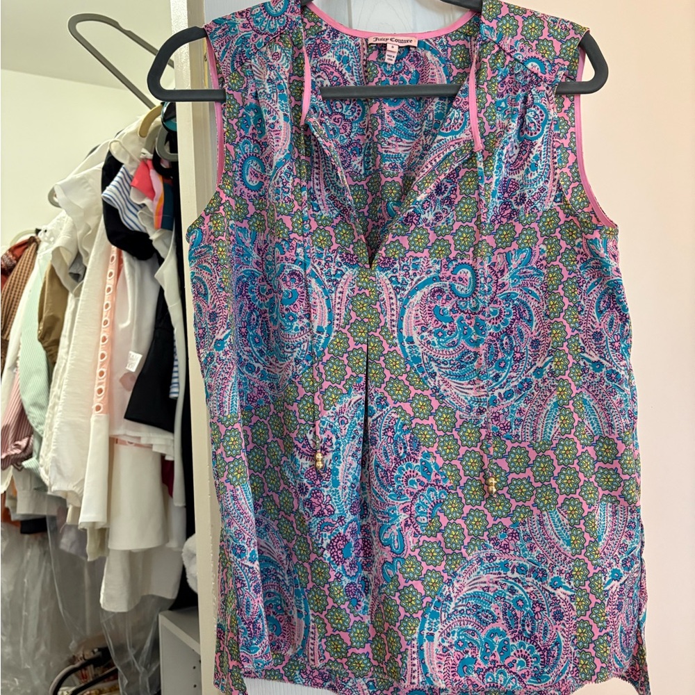 Juicy Couture Floral Sleeveless Top - Pink and Green